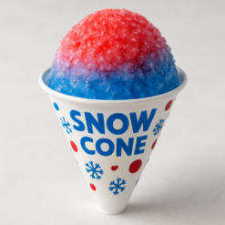 Cône de glace coloré avec sirop rouge ou bleu – portion individuelle snow cone